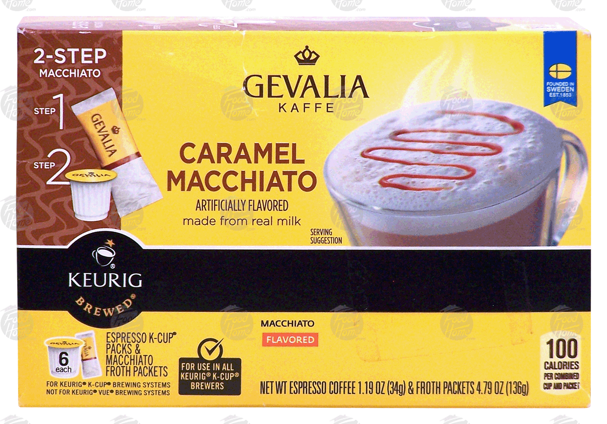 Keurig Gevalia 2-step caramel macchiato, espresso k-cup packs & macchiato froth packets, 6 each Full-Size Picture